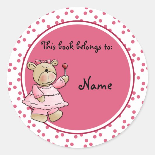 Schattigee baby Teddy Baer Bookplate Ronde Sticker (Voorkant)