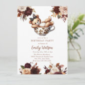 Schattigee Baby teddybeer | Verjaardagstheefeest Kaart (Staand voorkant)