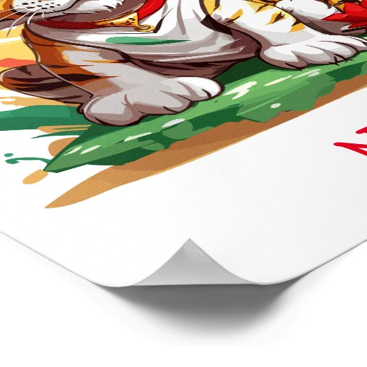 Schattigee Baby Tiger aangepaste naam Poster (Hoek)