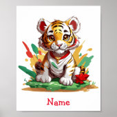 Schattigee Baby Tiger aangepaste naam Poster (Voorkant)