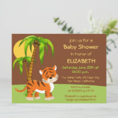 Schattigee Baby Tiger Baby shower Invitation Kaart (Staand voorkant)