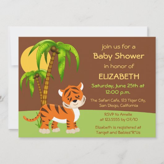 Schattigee Baby Tiger Baby shower Invitation Kaart (Voorkant)