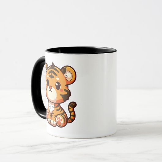 Schattigee Baby Tiger Cartoon Mok (Voorkant links)