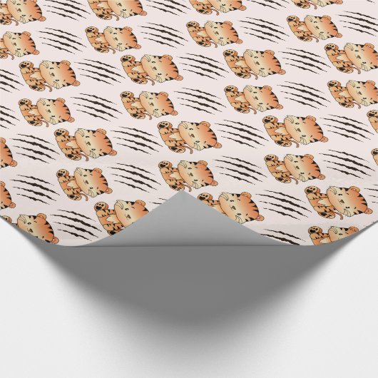 Schattigee Baby Tiger Craw Scratching Kids Verjaar Cadeaupapier (Hoek)