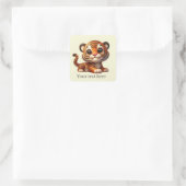 Schattigee baby tiger tekst toevoegen vierkante sticker (Tas)