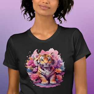 Schattigee Baby Tijger in Bloemen T-shirt