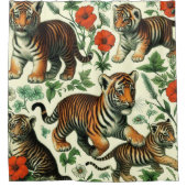 Schattigee  Baby Tijger Naadloos Douchegordijn (Voorkant)