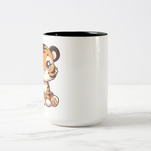 Schattigee baby tijgerwelp zitten tweekleurige koffiemok (Center)