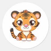 Schattigee Baby tijgerzit Ronde Sticker (Voorkant)