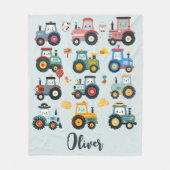 Schattigee Baby-tractoren in een Boerderij Fleece Deken (Voorkant)