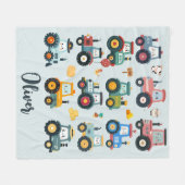 Schattigee Baby-tractoren in een Boerderij Fleece Deken (Voorkant (Horizontaal))