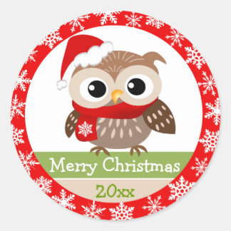 Schattigee Baby Uil 1e Kerst sticker