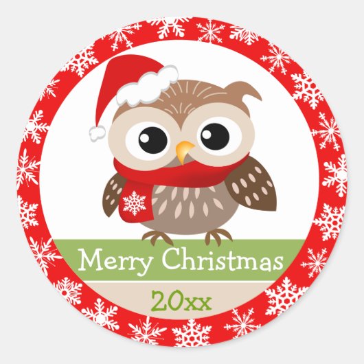 Schattigee Baby Uil 1e Kerst sticker (Voorkant)