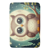 Schattigee baby uil bij nacht met maan badmat (Voorkant Verticaal)