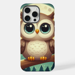 Schattigee baby uil bij nacht met maan iPhone 15 pro max case