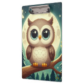 Schattigee baby uil bij nacht met maan klembord (Links)