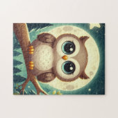 Schattigee baby uil bij nacht met maan legpuzzel (Horizontaal)