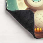 Schattigee baby uil bij nacht met maan muismat (Hoek)