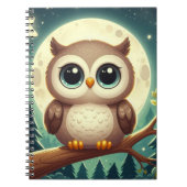 Schattigee baby uil bij nacht met maan notitieboek (Voorkant)
