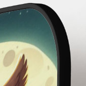 Schattigee baby uil bij nacht met maan pickleball paddle (Links Detail)