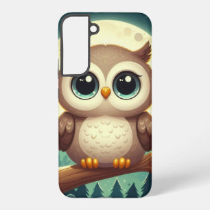 Schattigee baby uil bij nacht met maan samsung galaxy hoesje