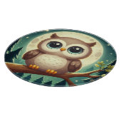 Schattigee baby uil bij nacht met maan snijplank (Hoek)