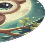 Schattigee baby uil bij nacht met maan snijplank (Hoek)