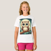 Schattigee baby uil bij nacht met maan t-shirt (Voorkant volledig)