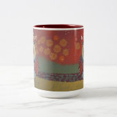 Schattigee Baby Uil Folk Art Schilderij Hoot Tweekleurige Koffiemok (Center)