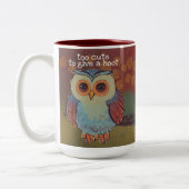 Schattigee Baby Uil Folk Art Schilderij Hoot Tweekleurige Koffiemok (Links)