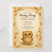 Schattigee Baby Uil Herfst Douche Woodland Nesting Kaart (Voorkant)