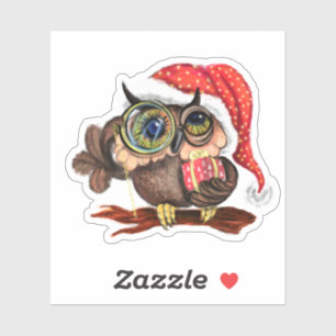 Schattigee Baby Uil In Kerst Pet Sticker