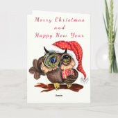 Schattigee Baby Uil met Gift Christmas Kaart (Achterkant)