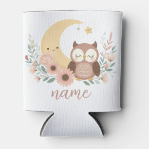 Schattigee baby uil met maan blikjeskoeler