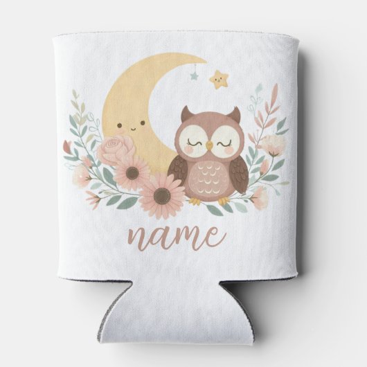 Schattigee baby uil met maan blikjeskoeler (Achterkant)