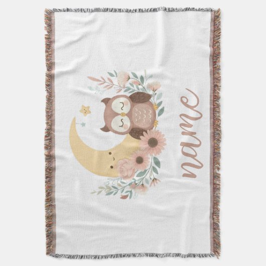 Schattigee baby uil met maan deken (Voorkant Verticaal)