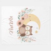 Schattigee baby uil met maan fleece deken (Voorkant (Horizontaal))