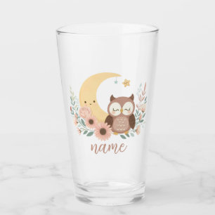 Schattigee baby uil met maan glas