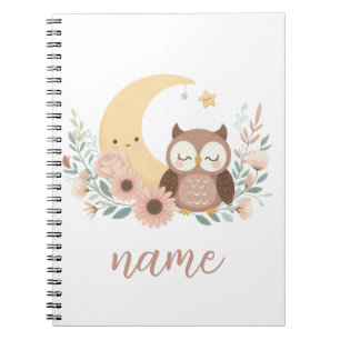 Schattigee baby uil met maan notitieboek