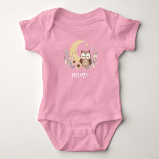 Schattigee baby uil met maan romper (Voorkant)