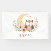 Schattigee baby uil met maan spandoek (Horizontaal)