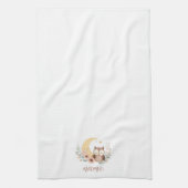 Schattigee baby uil met maan theedoek (Verticaal)