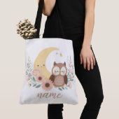 Schattigee baby uil met maan tote bag (Dichtbij)