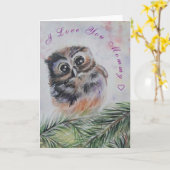 Schattigee Baby Uil Moederdag Kaart (Gele Bloem)