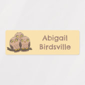 Schattigee baby uil trio cartoon gepersonaliseerd labels (Design 1)