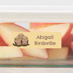 Schattigee baby uil trio cartoon gepersonaliseerd labels