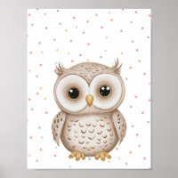 Schattigee Baby Uil Woodland Animal Nursery Poster