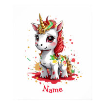 Schattigee Baby Unicorn Custom Name Poster