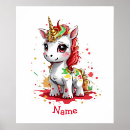Schattigee Baby Unicorn Custom Name Poster