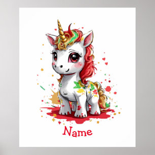 Schattigee Baby Unicorn Custom Name Poster